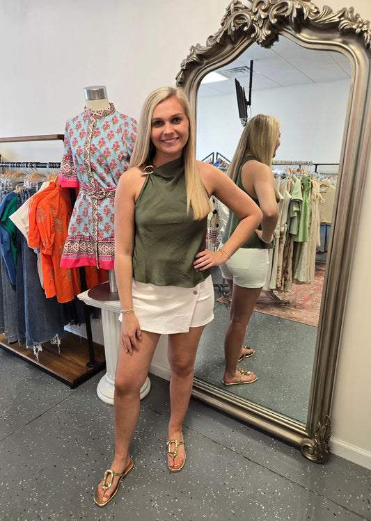Olive Luxe Ring Halter Top