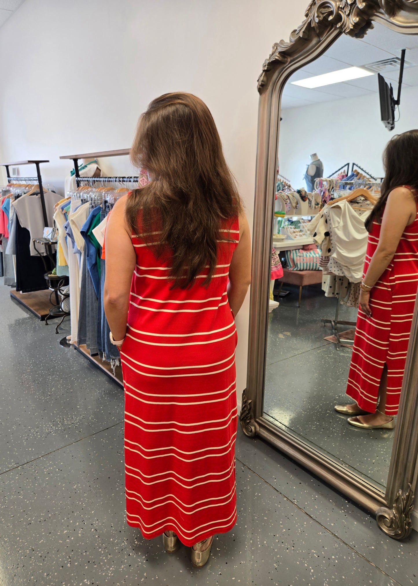Red Fairway Stripe Dress