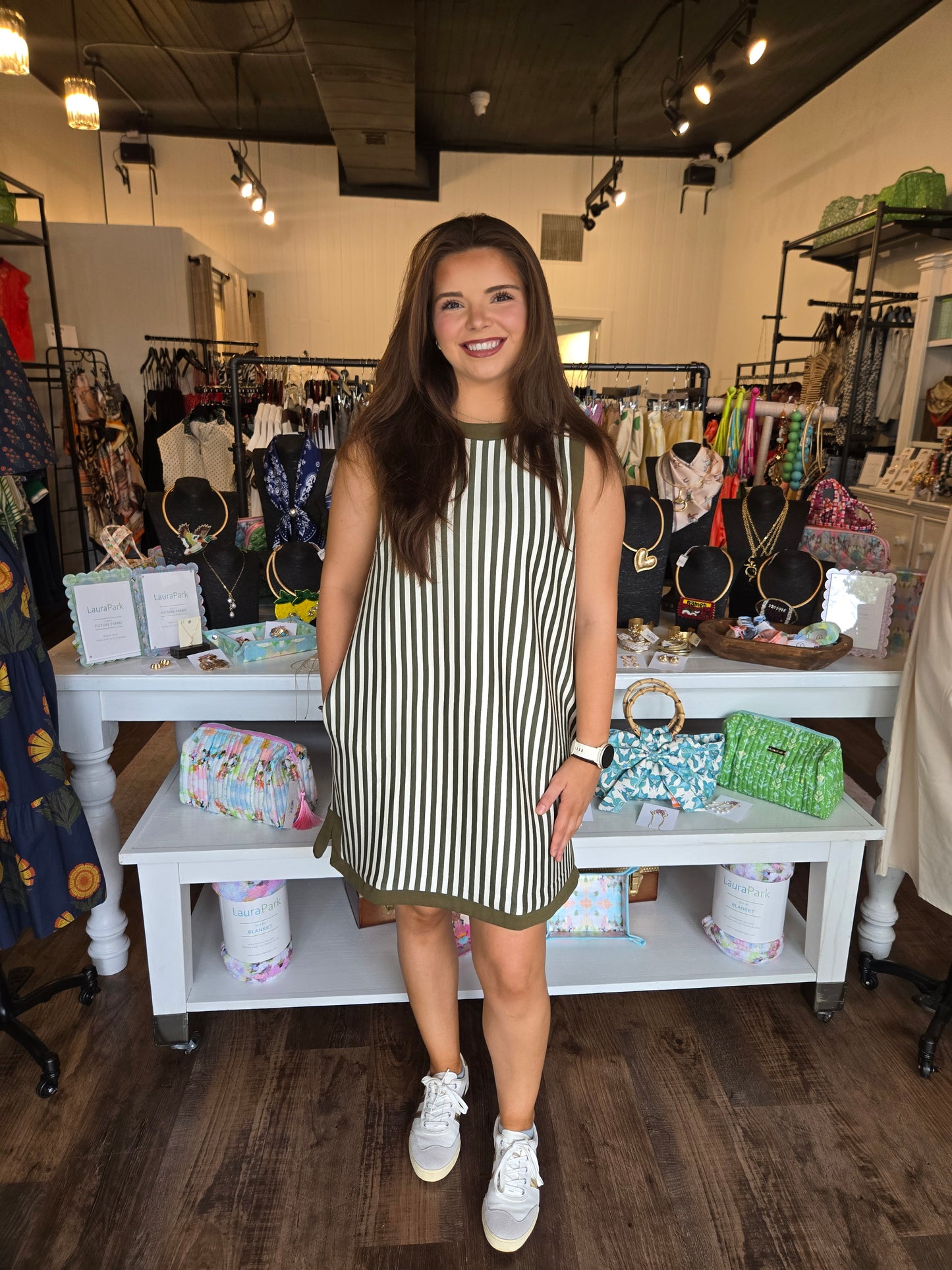 Olive & Ivory Striped Dress