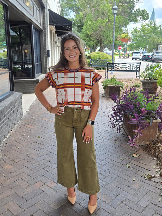 Autumn Plaid Sweater Top
