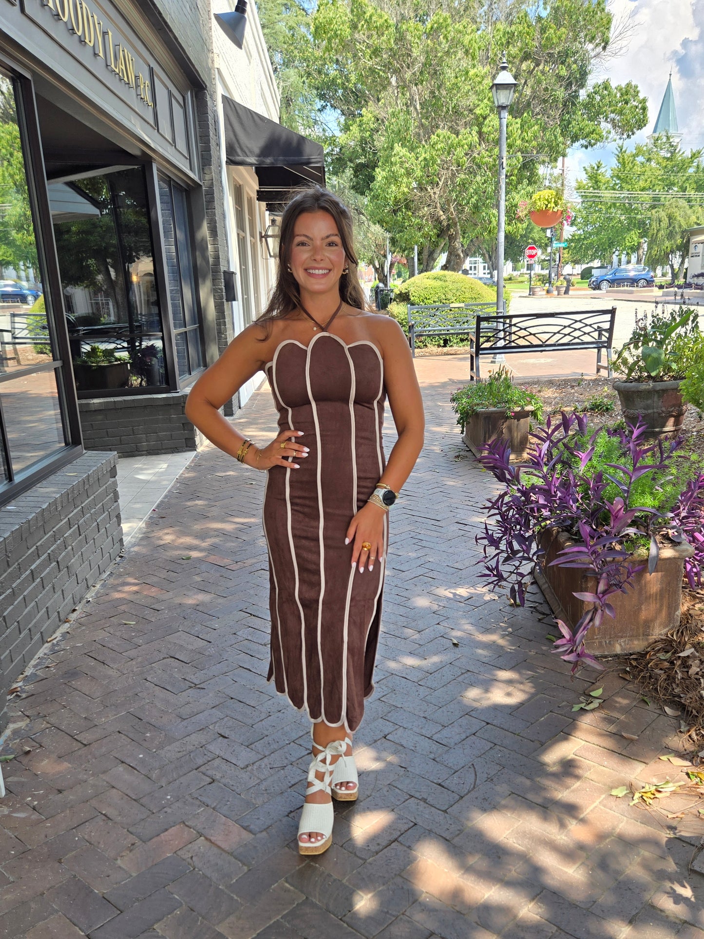 Cocoa Suede Midi Dress