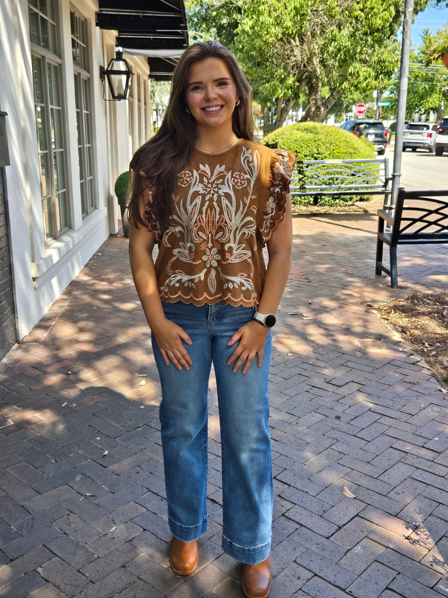 Golden Hour Embroidered Top