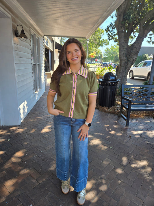 Sage Button Down Cardigan