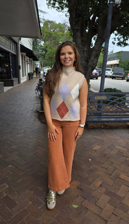 Argyle Sleeveless Sweater