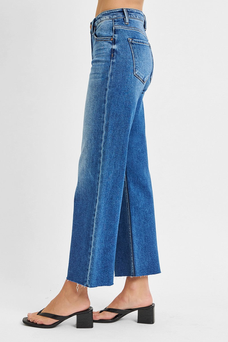 Medium Wash  Straight Cut Hem Jeans