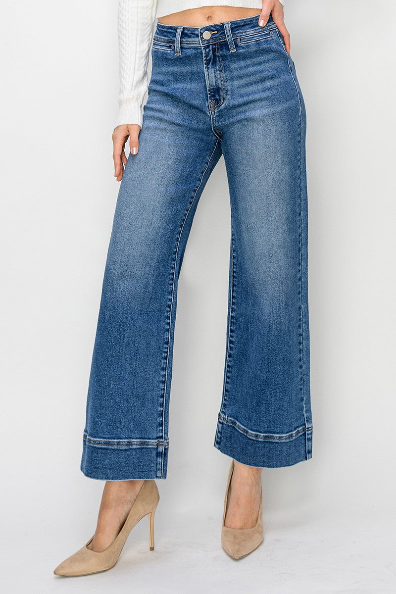 High Rise Wide Leg Cropped Jeans