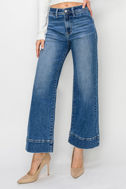 High Rise Wide Leg Cropped Jeans