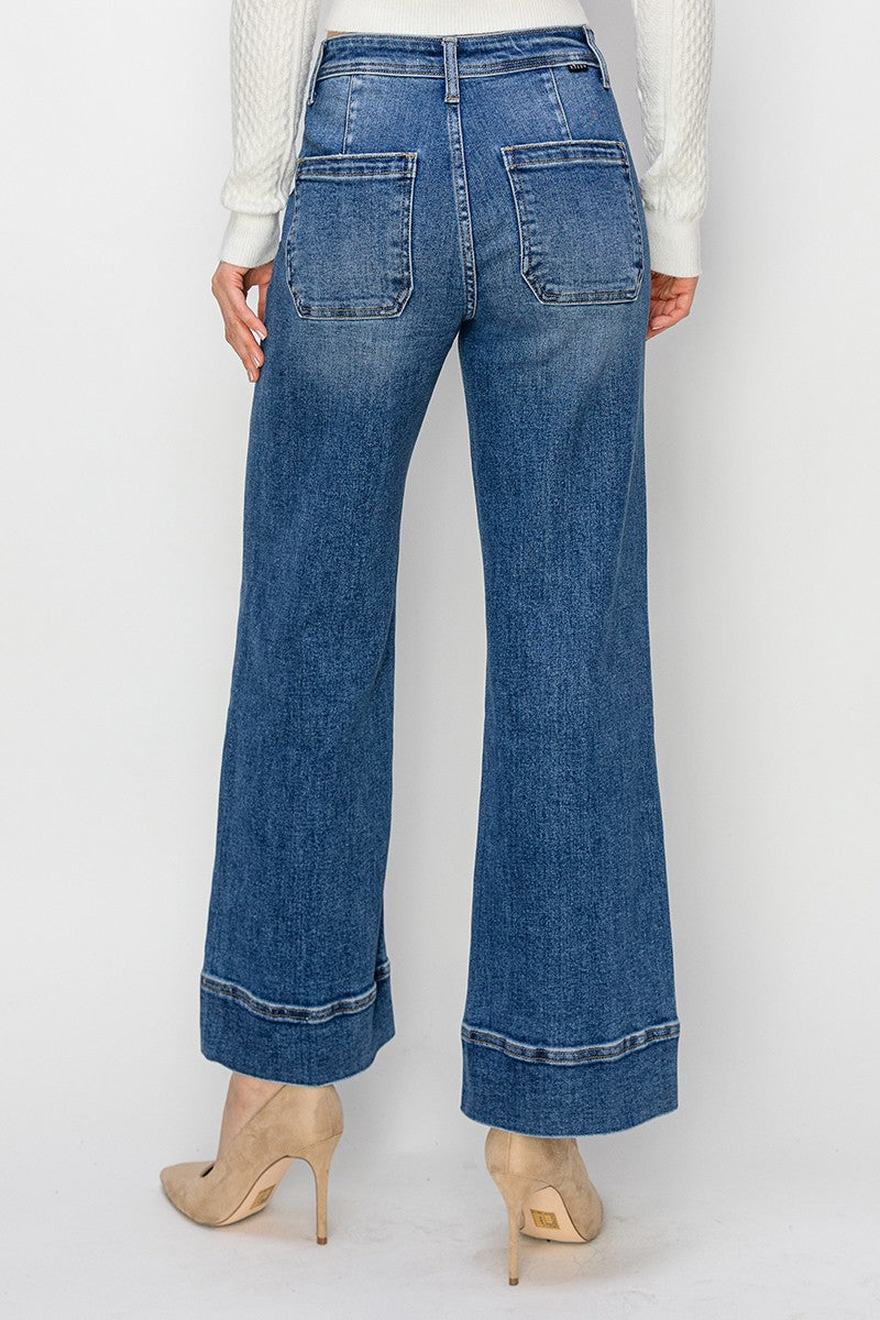 High Rise Wide Leg Cropped Jeans
