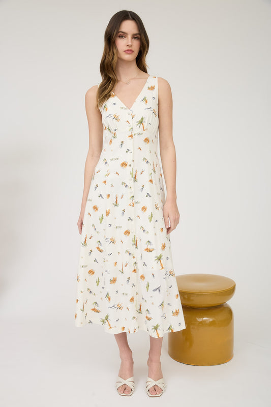 Beach Print Midi