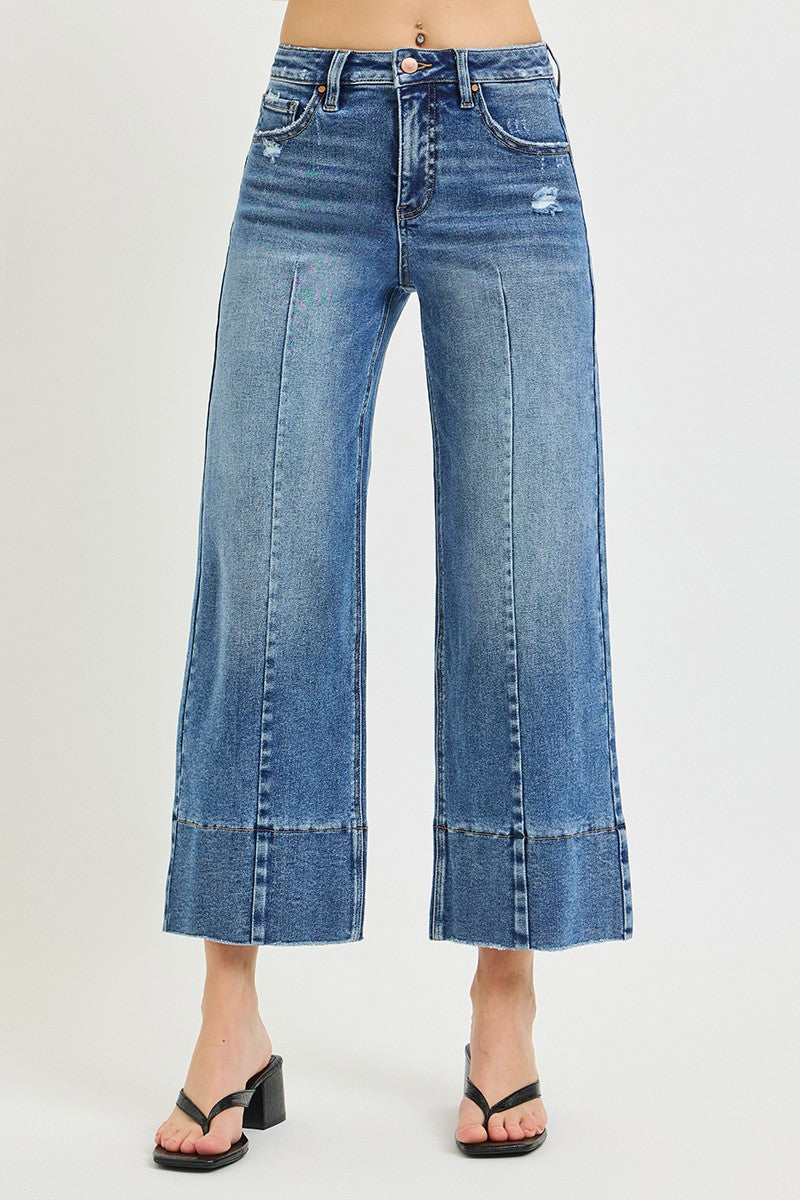 Tummy Control Cropped Distressed Jeans