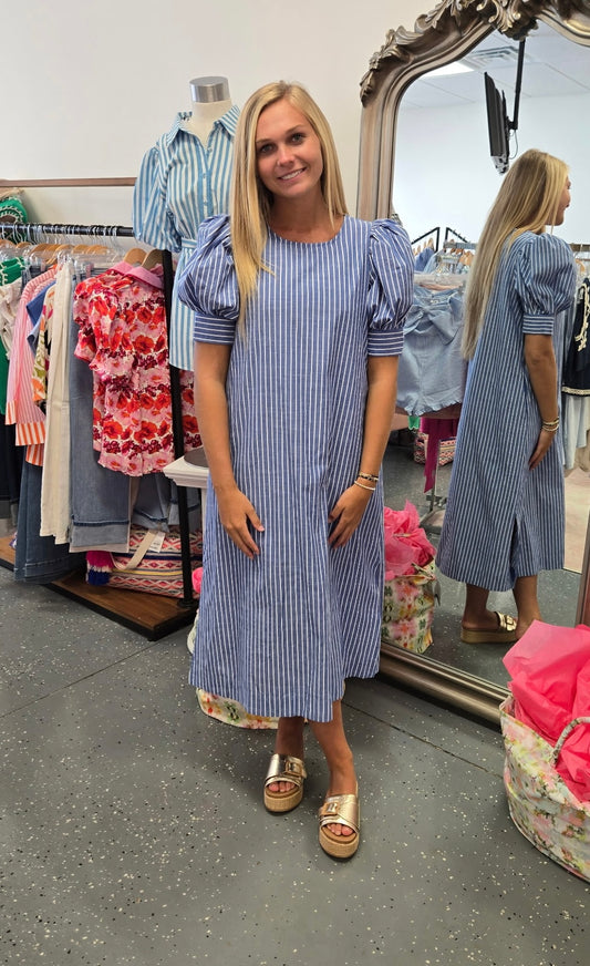 Striped Denim Maxi