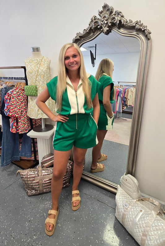 The Jolie-Romper-Green