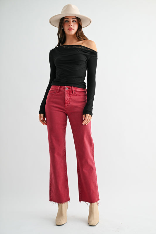 High Rise Straight Ankle  Jeans