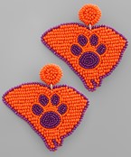 clemson tigers gameday beaded earrings orange and purple south carolina shaped earrings