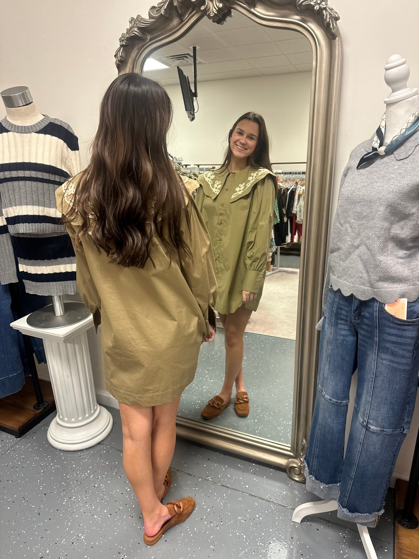 Embroidered Shirt Dress