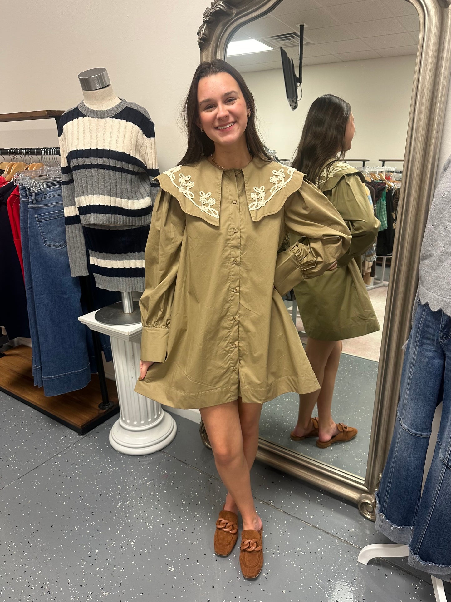 Embroidered Shirt Dress