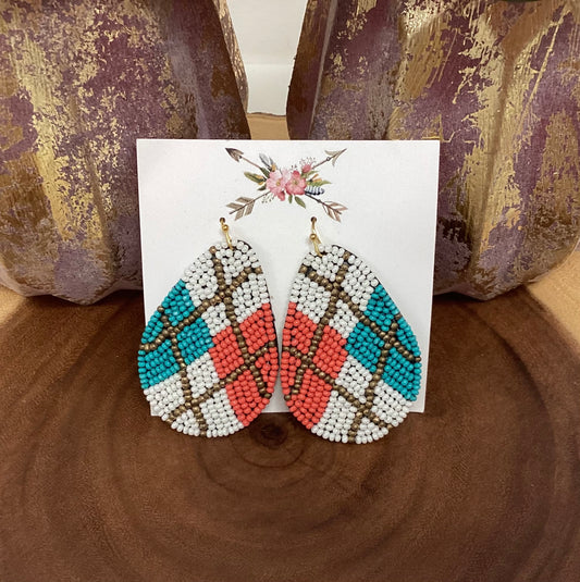 Beaded Pattern Teardrop Earrings