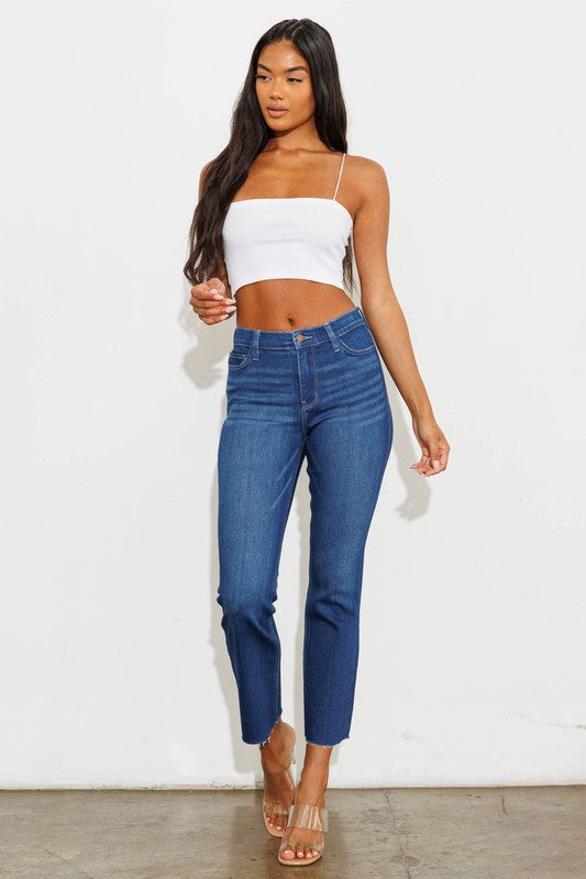 The Kelcey- Dark Washed Cropped Jeans