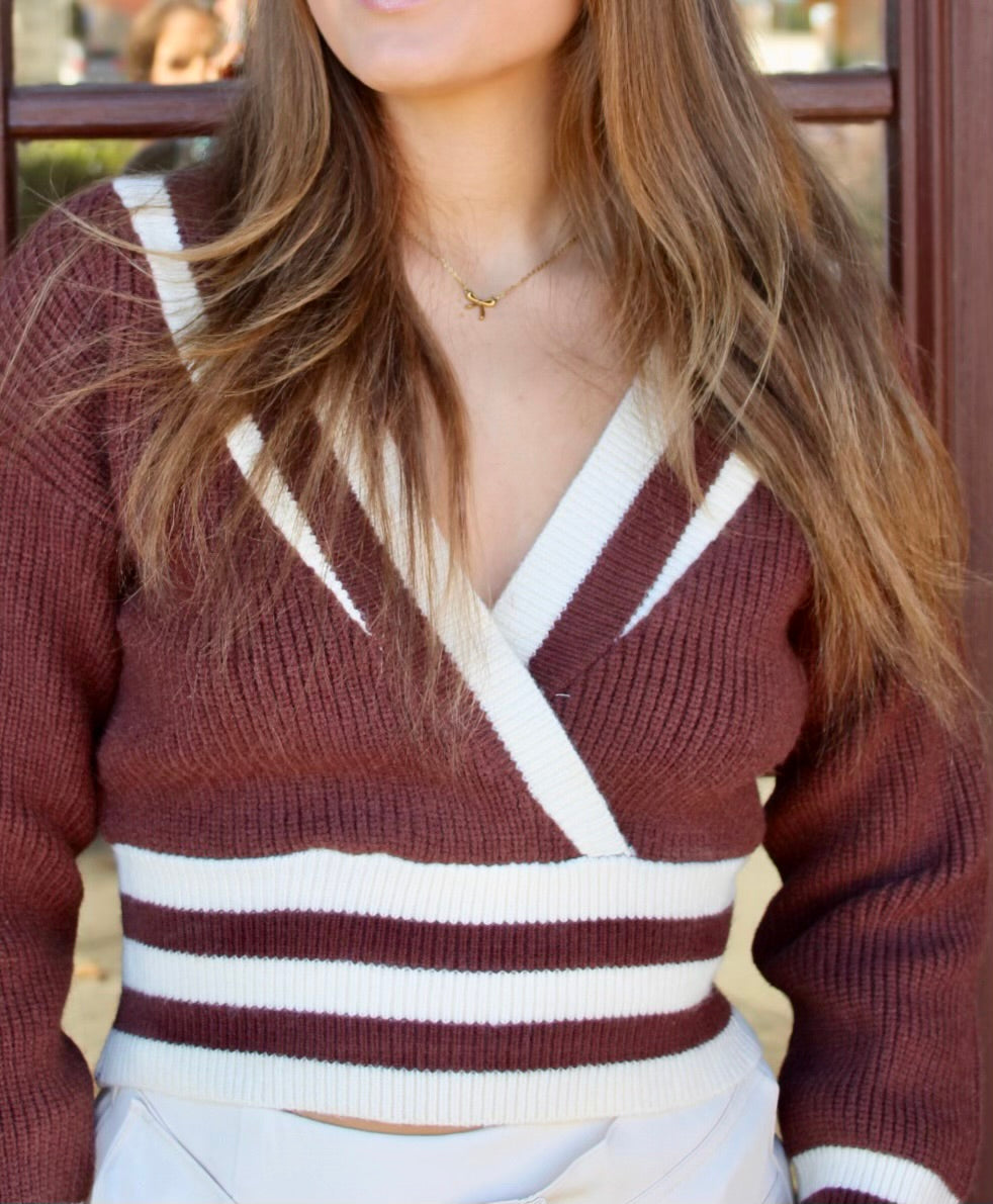 Zoe Surplice Striped Pullover