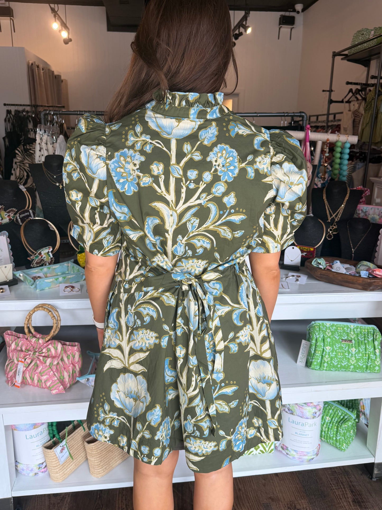 Olive Floral Mini Dress