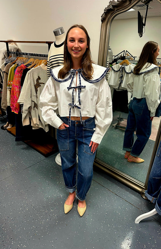 Extravagant Collar Self Tie Top