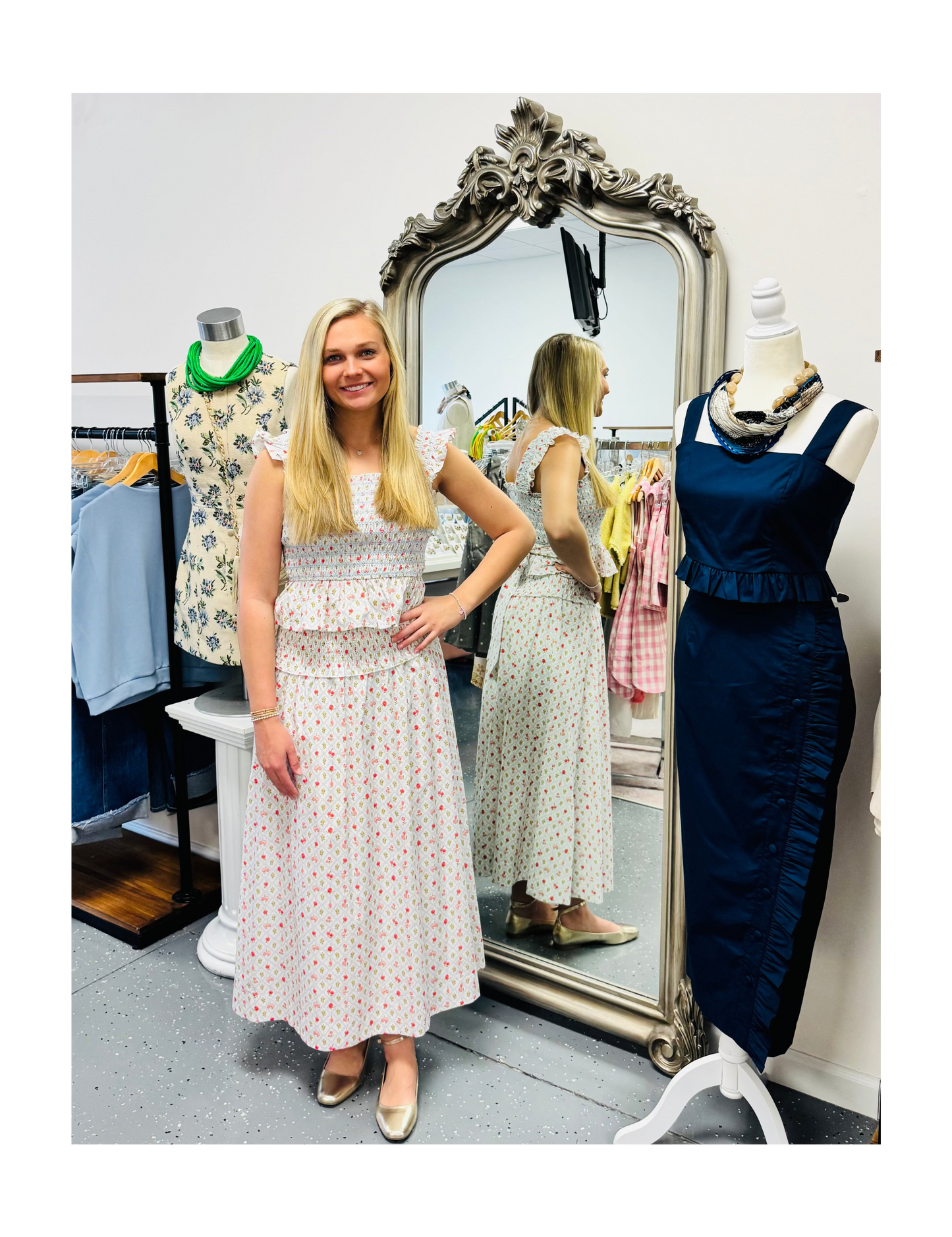 Two Piece Floral Midi Skirt Set