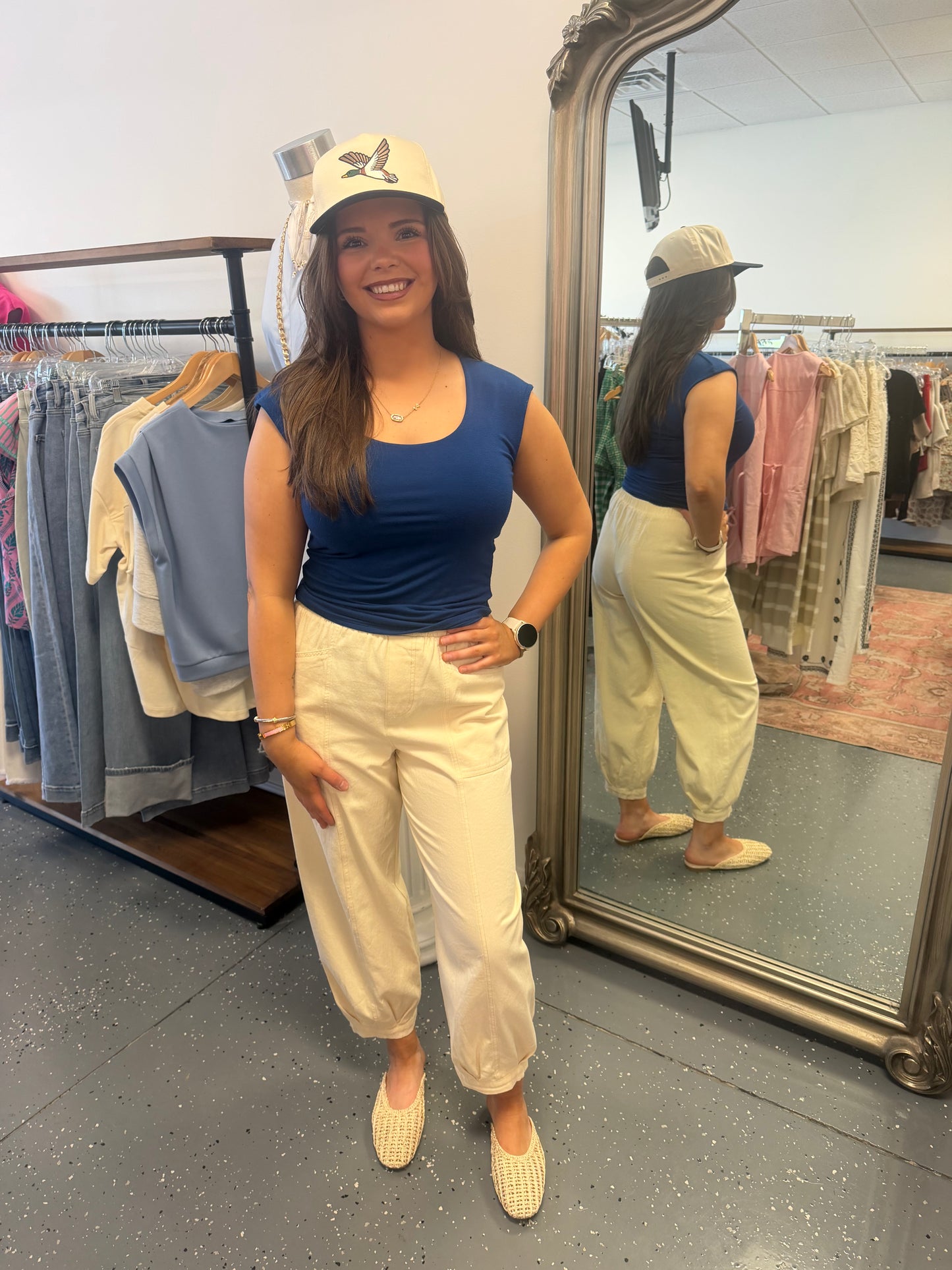 Barrel Elastic Waist Pants