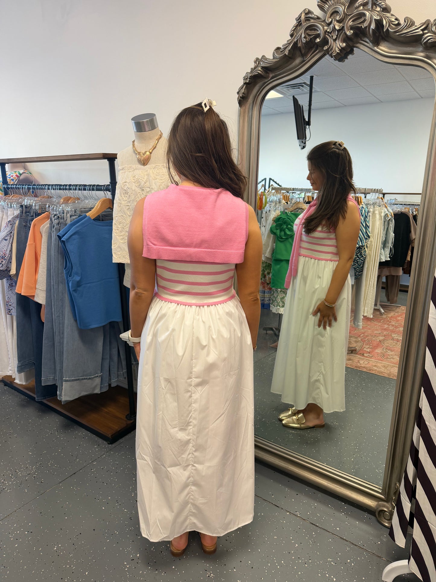 Pink Prep Stripe Midi