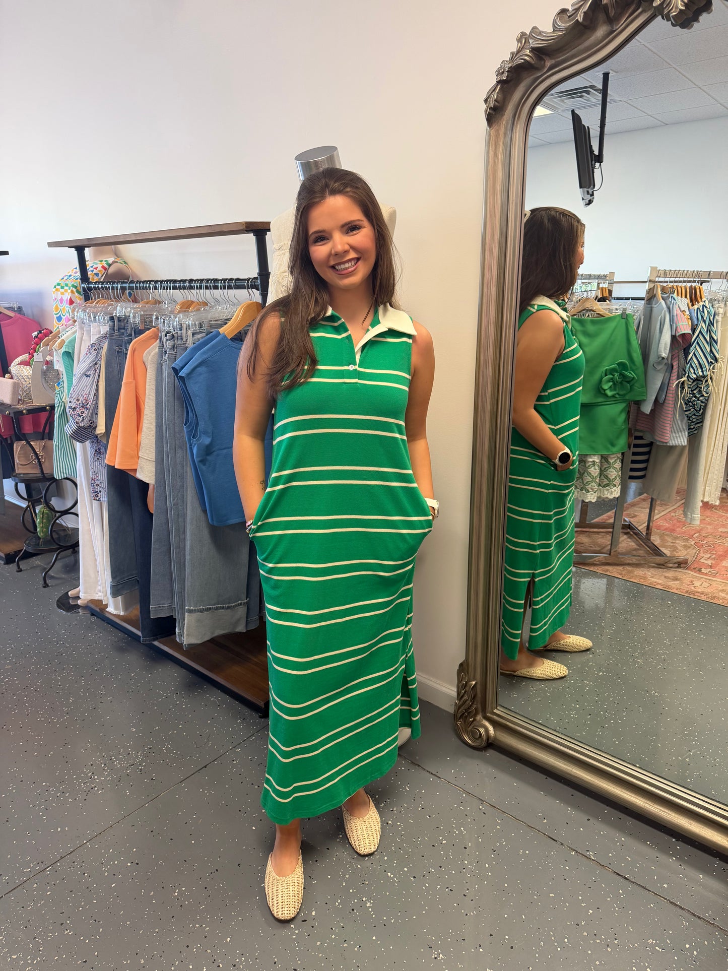Green Fairway Stripe Dress