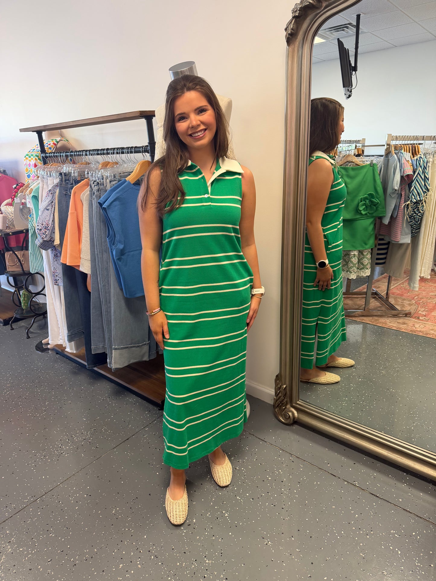 Green Fairway Stripe Dress