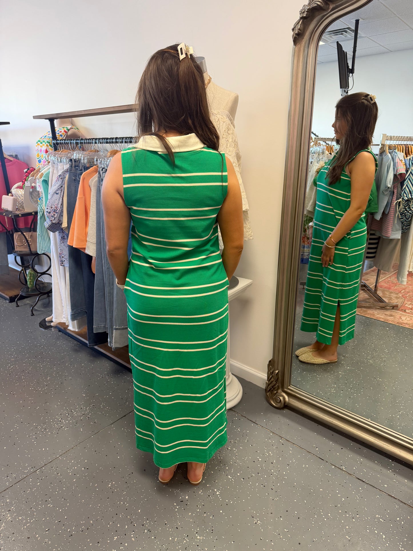 Green Fairway Stripe Dress
