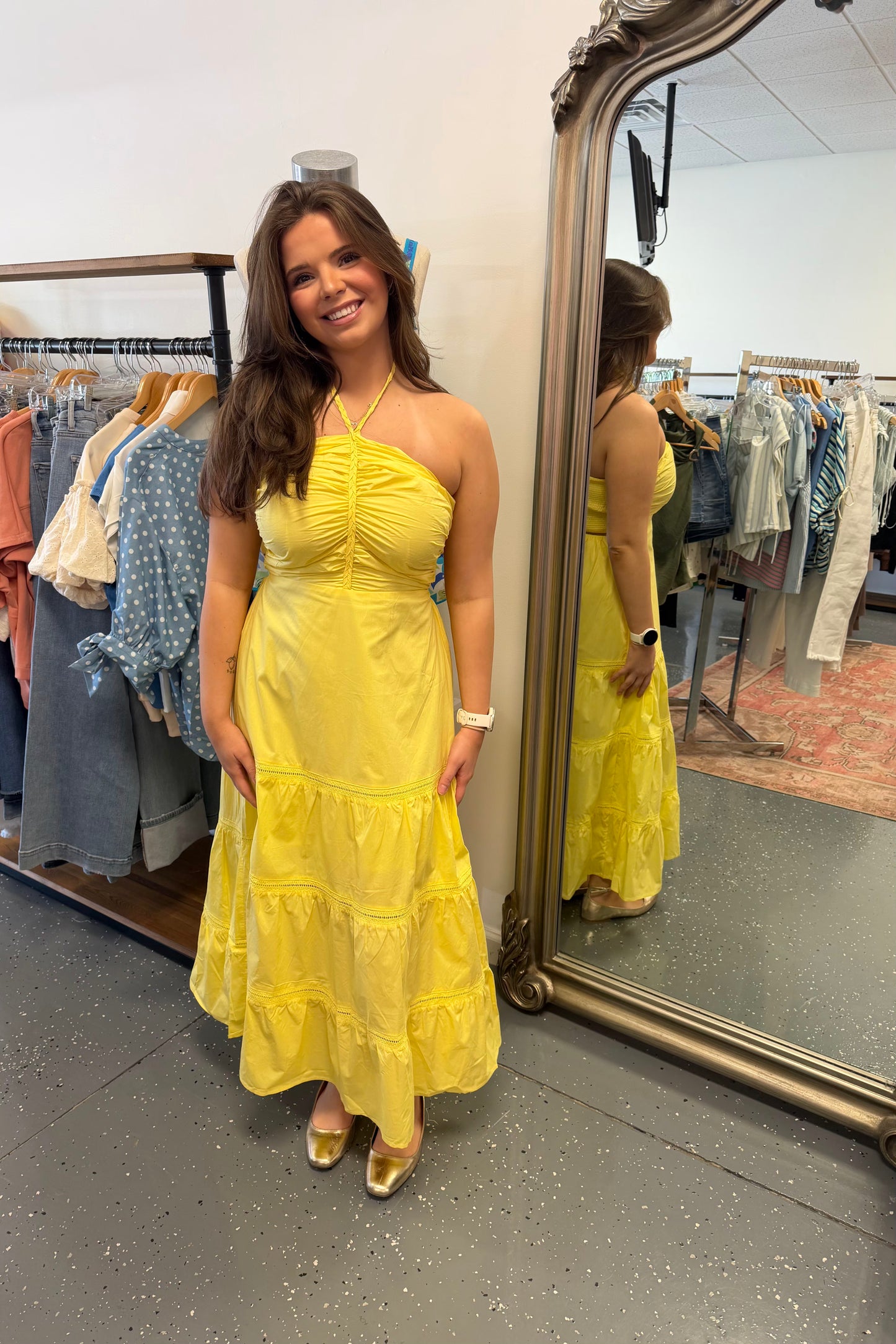 Lemon Drop Breeze Halter Dress
