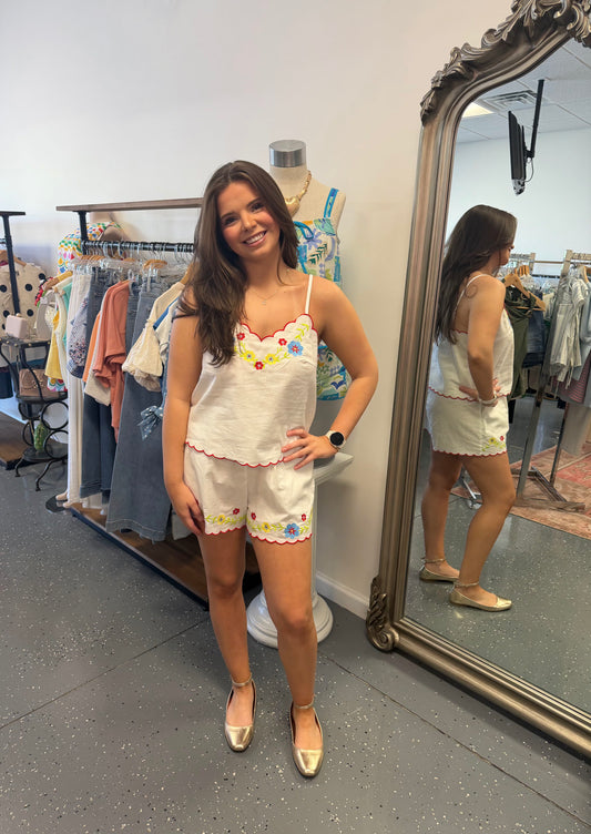 Embroidered Shorts Set