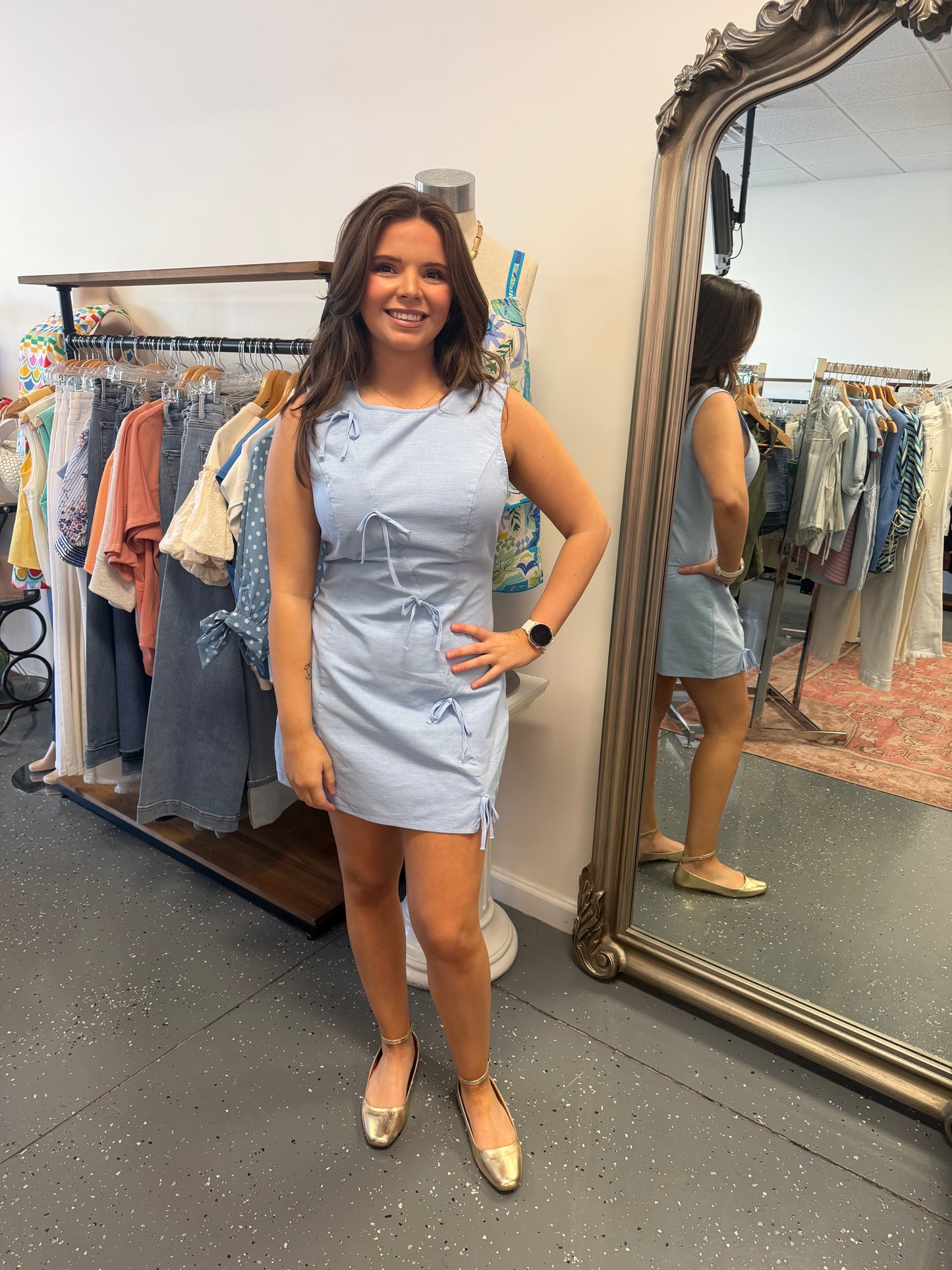 Blue Skies and Bows Mini Dress
