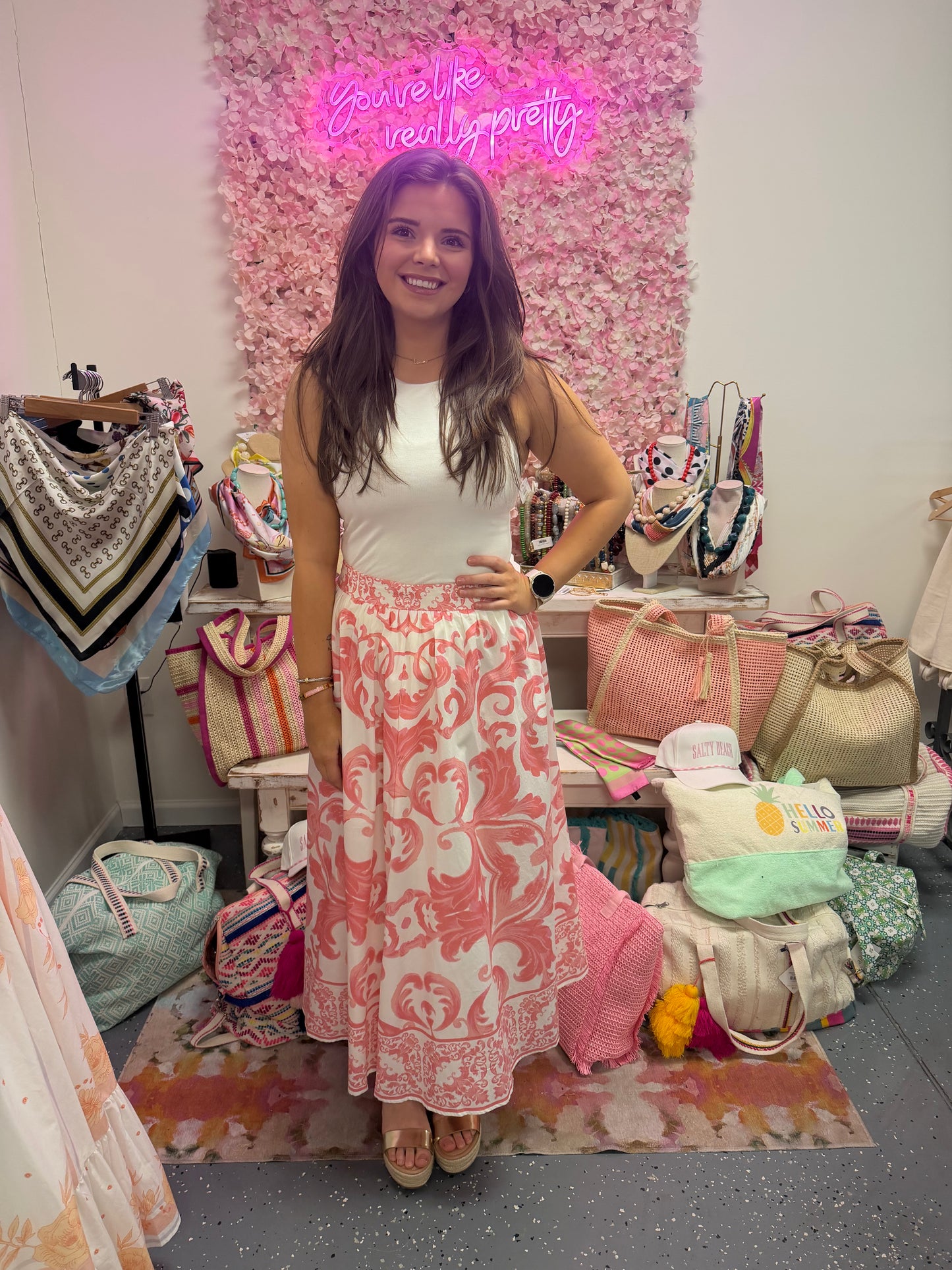 Printed Woven Midi Skirt