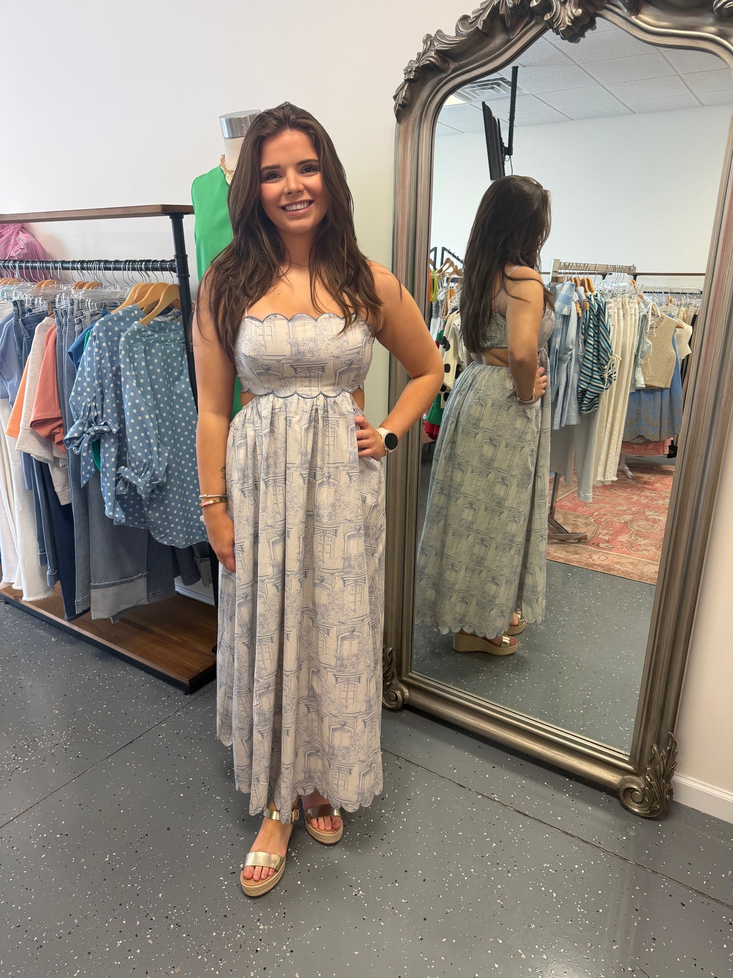 Scalloped Midi Dress