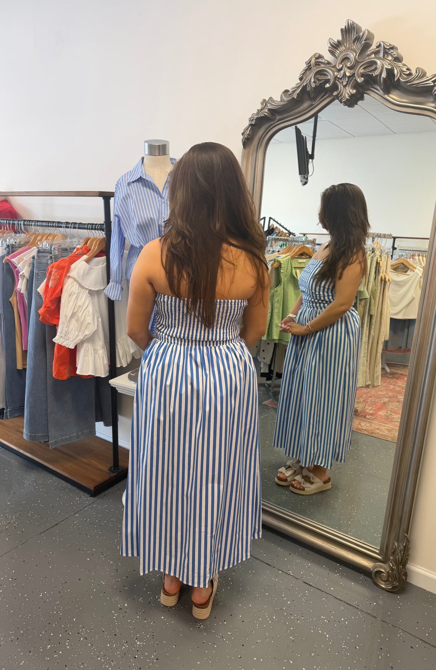 Blue Marlin Striped Maxi Dress