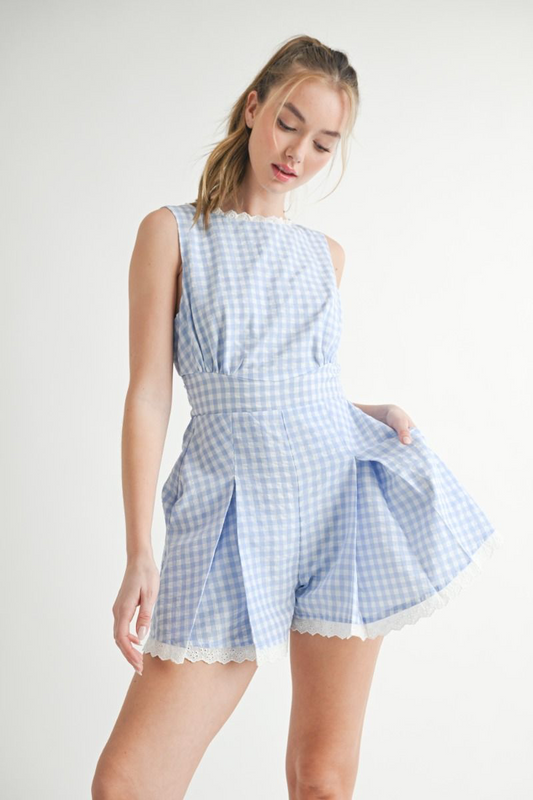 Stay a While Blue Romper