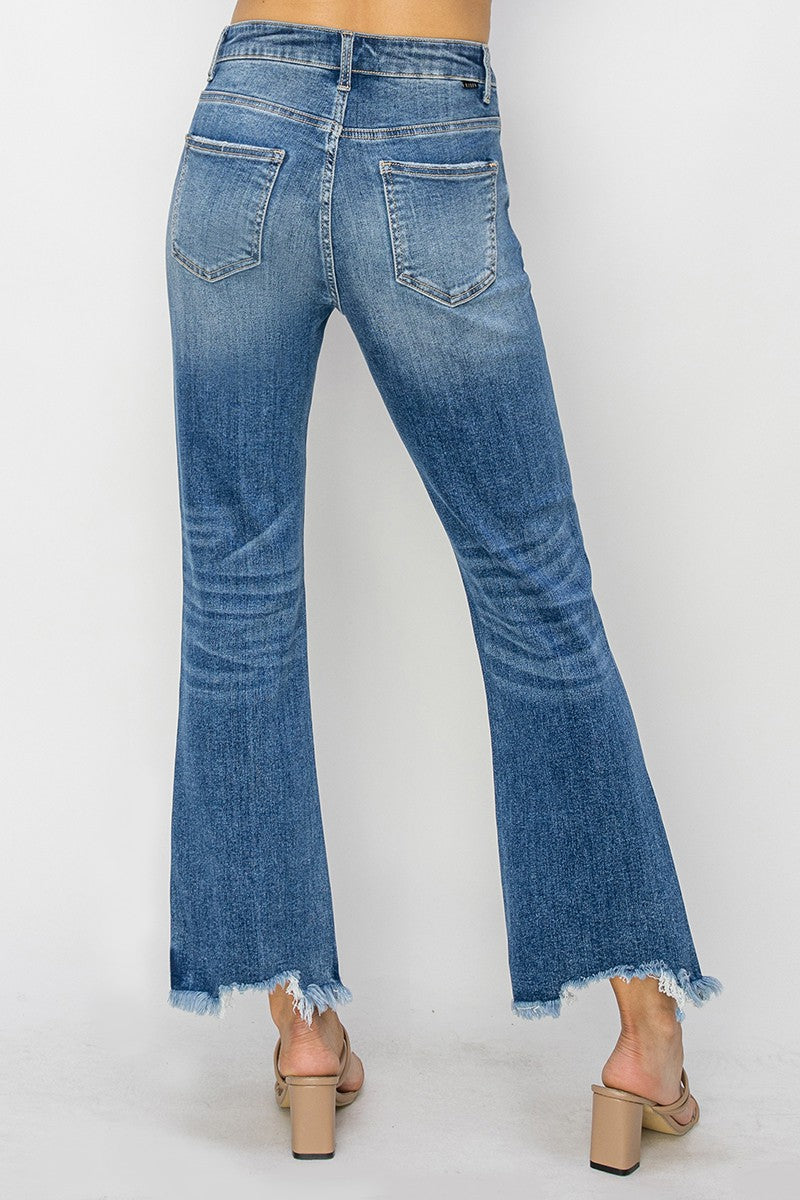 High Rise Cropped Frayed Jeans