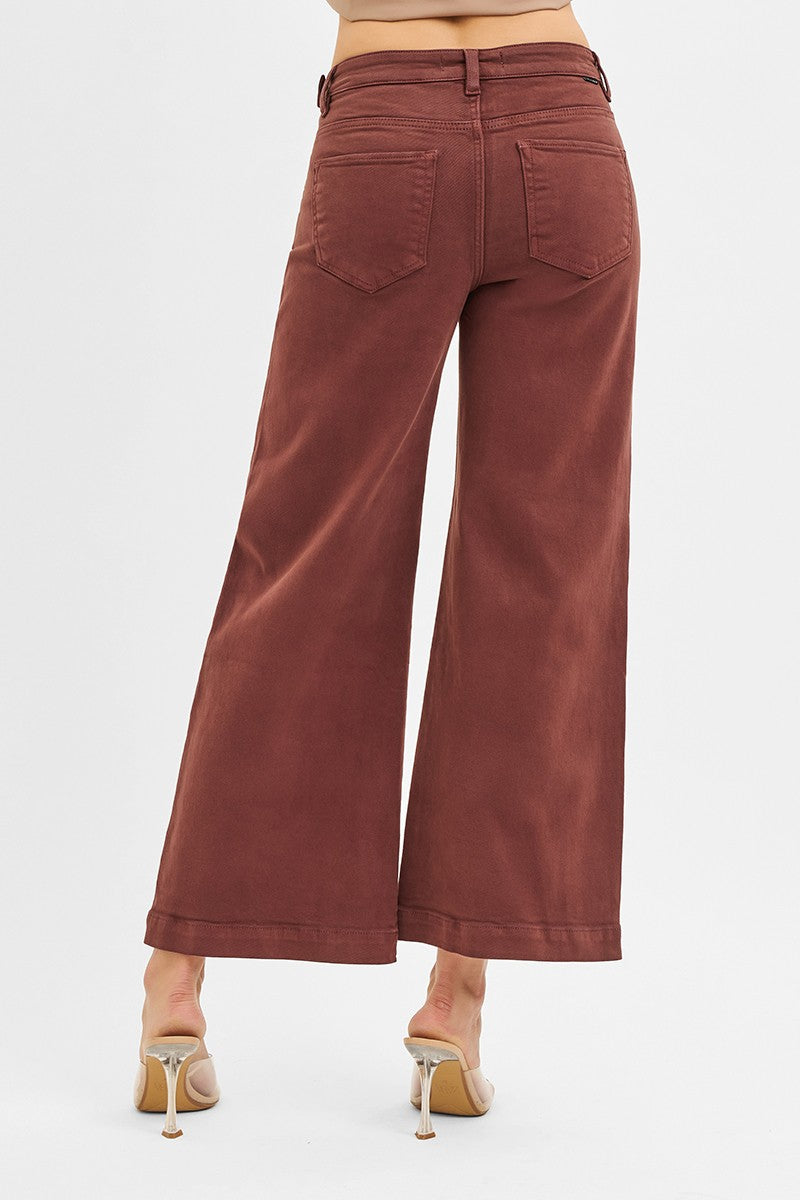 TC-High Rise-Crop Wide Pants