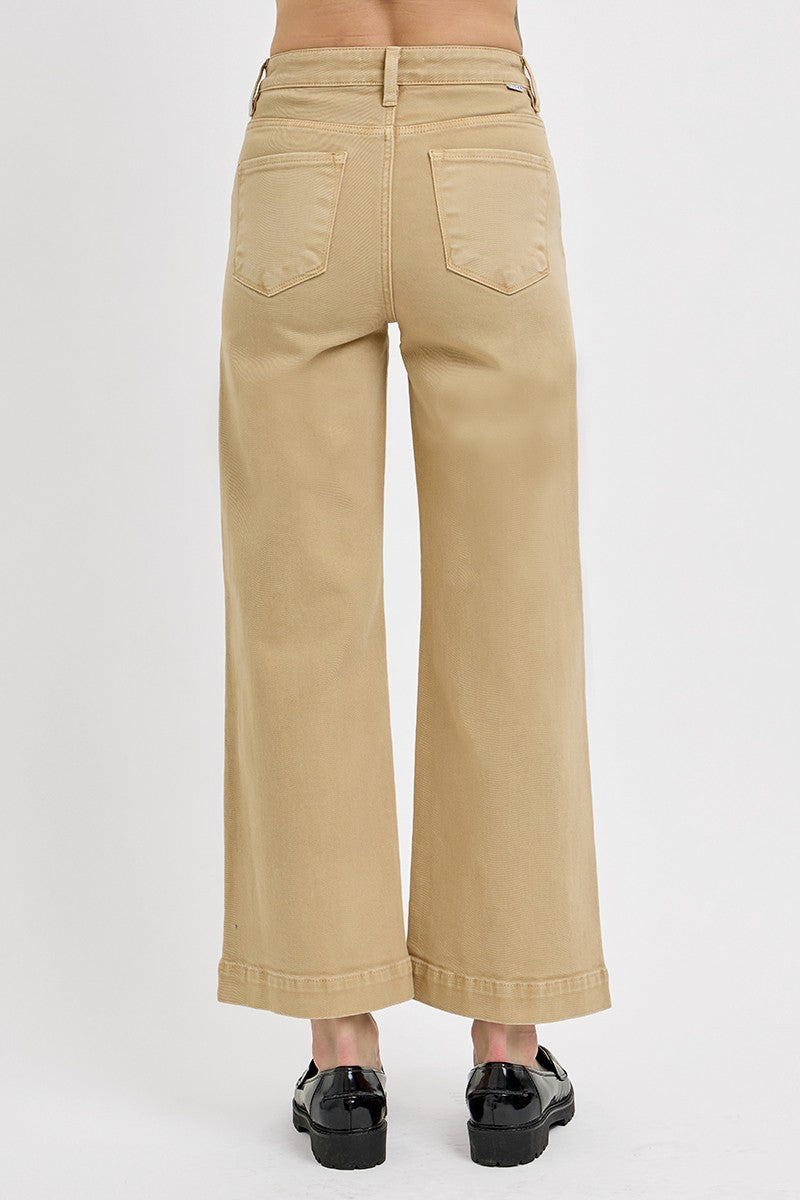 TC-High Rise-Crop Wide Pants-Latte