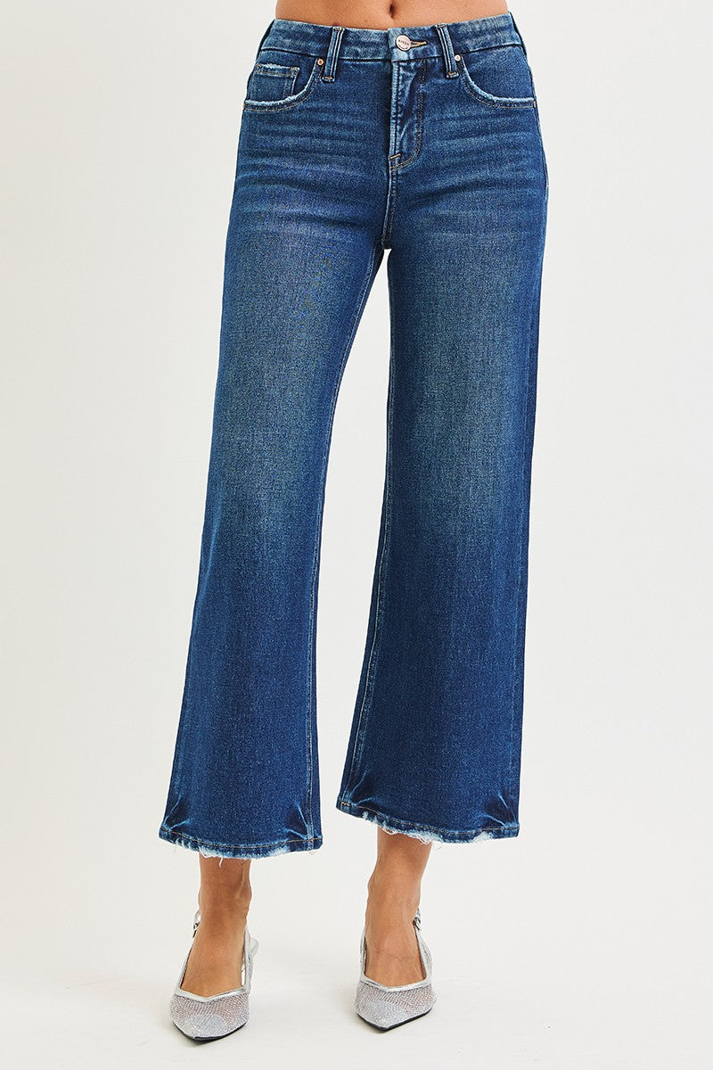 Dark High Rise Crop Jeans