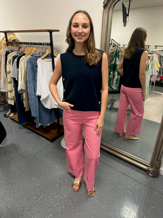 Side Button Detail Sweater Veste