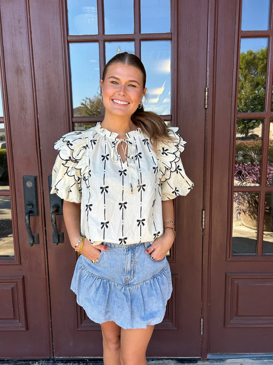 Bubble-Denim Skirt