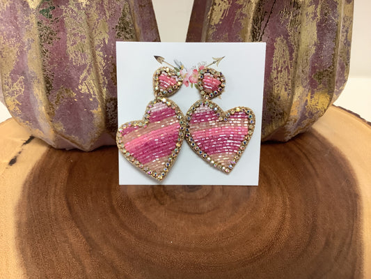 Double Heart Beads Earrings