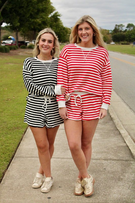 Striped Two Piece Short Set