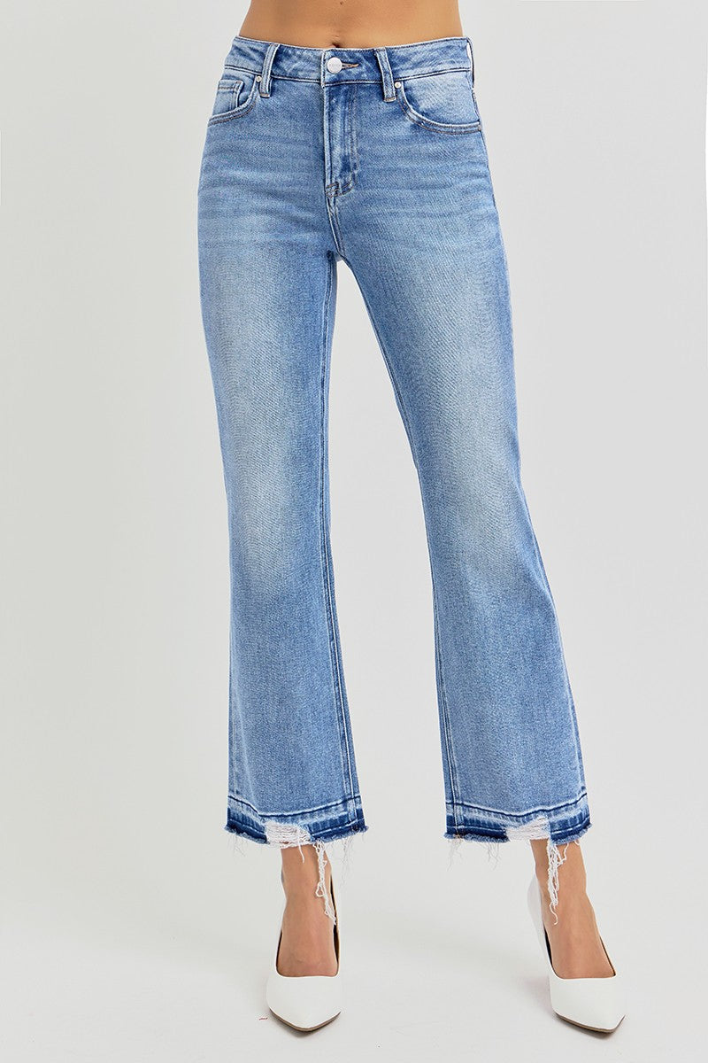 High Rise Cropped Distressed Jeans