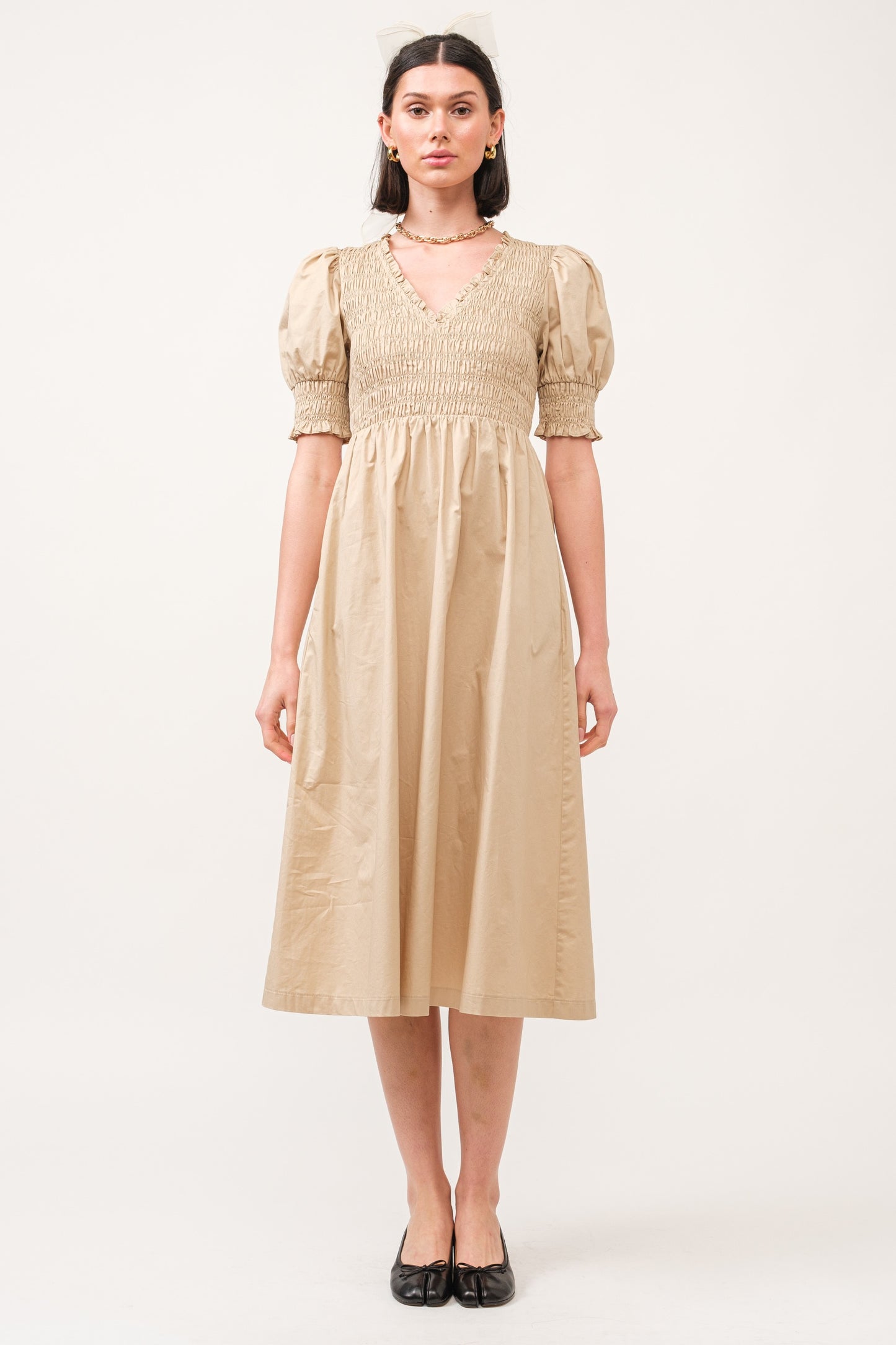 Ines Natural Midi Dress