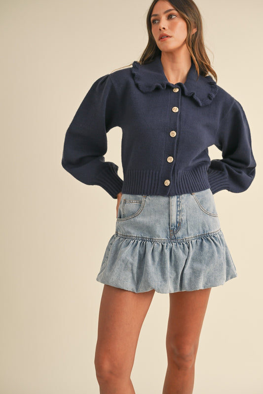 Bubble-Denim Skirt