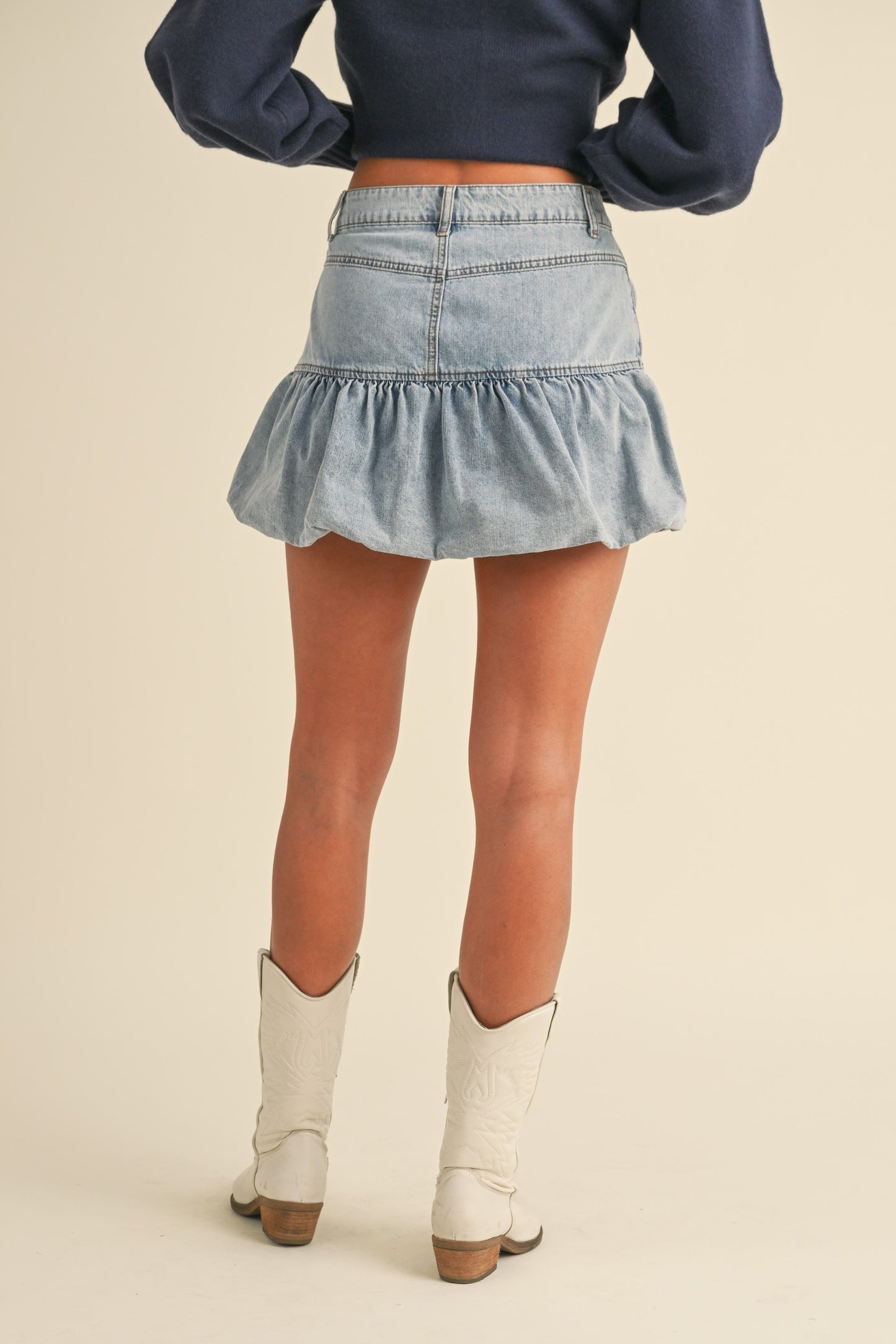 Bubble-Denim Skirt